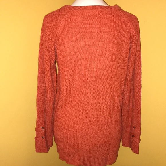2/$20 Juliette burnt orange lace front sweater - Picture 4 of 5
